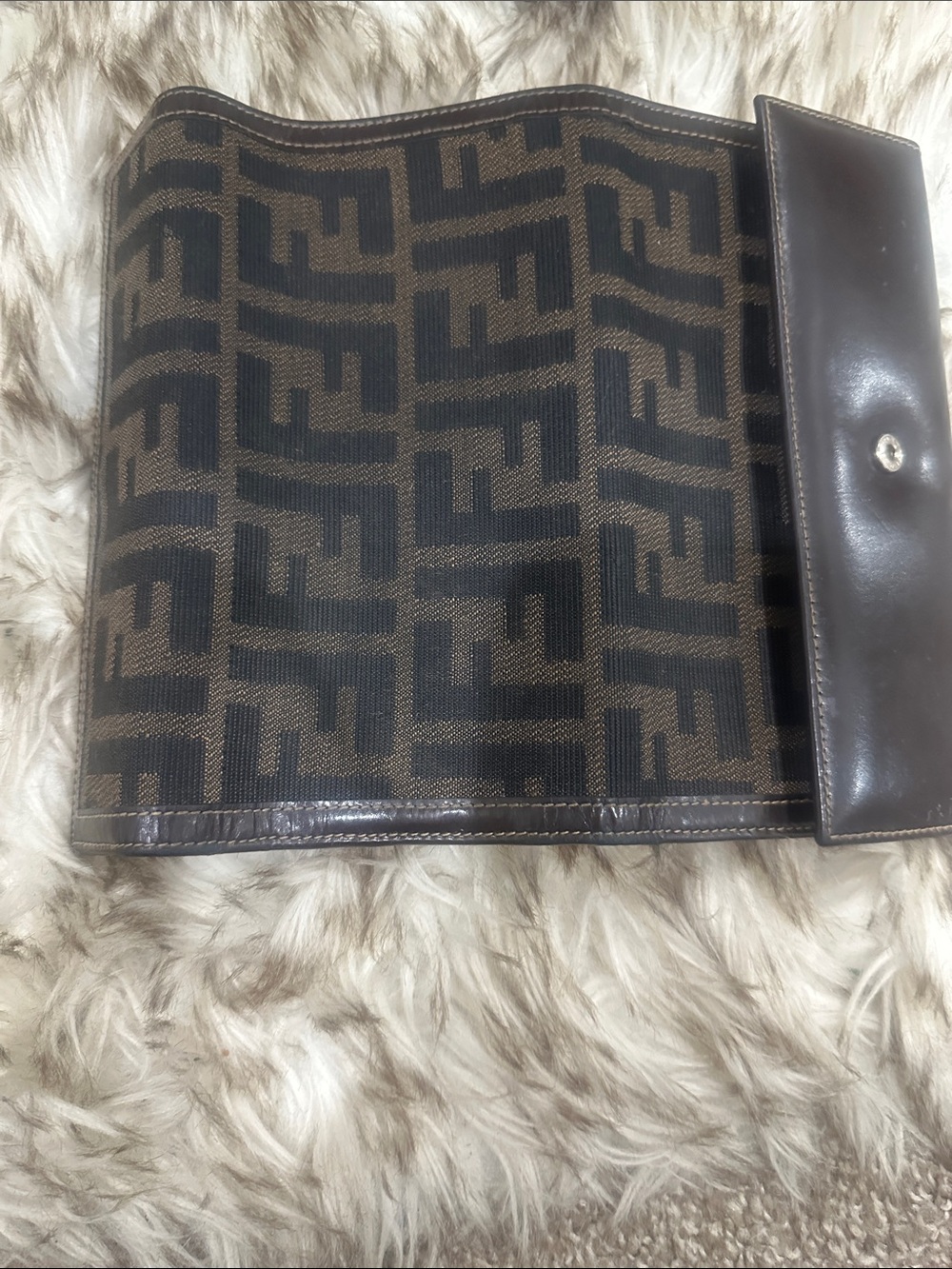 FENDI Brown and Black FF Logo Fold Wallet - Picture 4 of 5